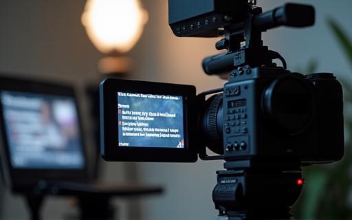 Camera and teleprompter setup ready for filming